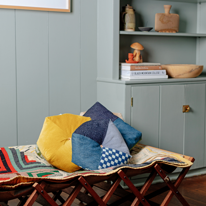 Wingspread Cushion - Indigo / Checkerboard Patchwork – Peace Cabin