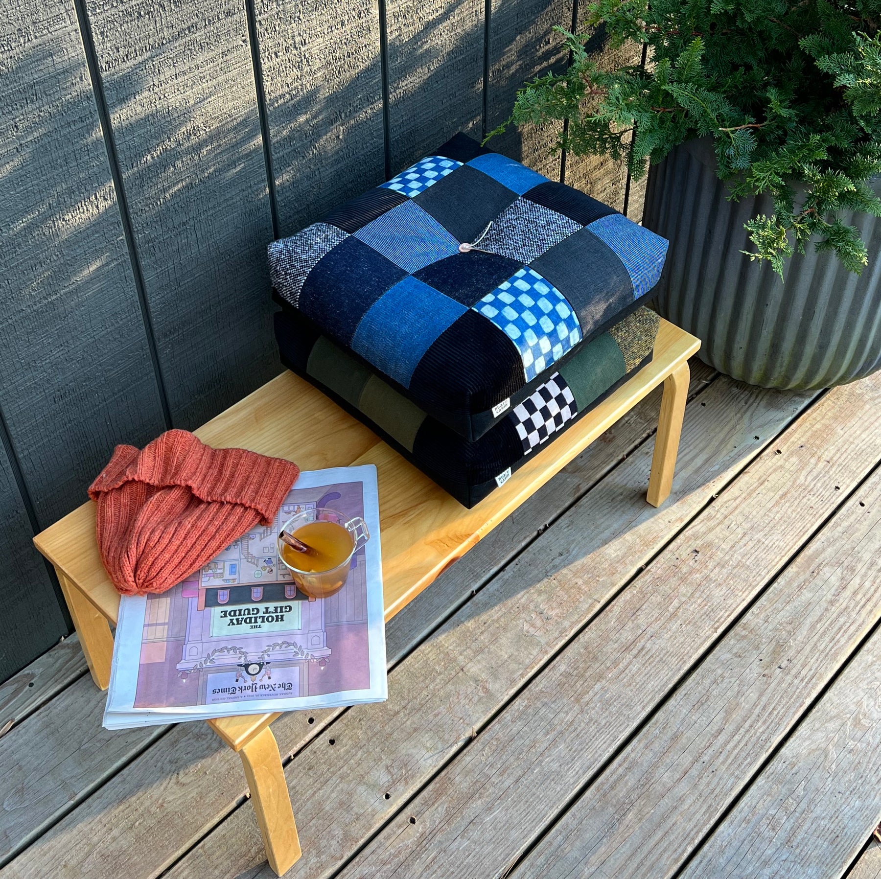 patchwork Froebel bench cushion